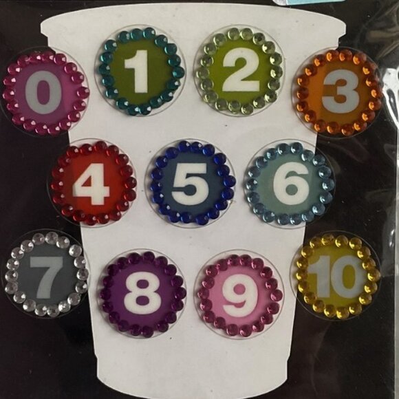 DRINK BLING REMOVEABLE BEVERAGE BLING EMBELLISHMENTS, NUMBER STICKERS - Picture 1 of 4